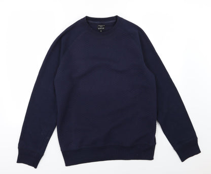 Easy Womens Blue Argyle/Diamond Jersey Pullover Sweatshirt Size M