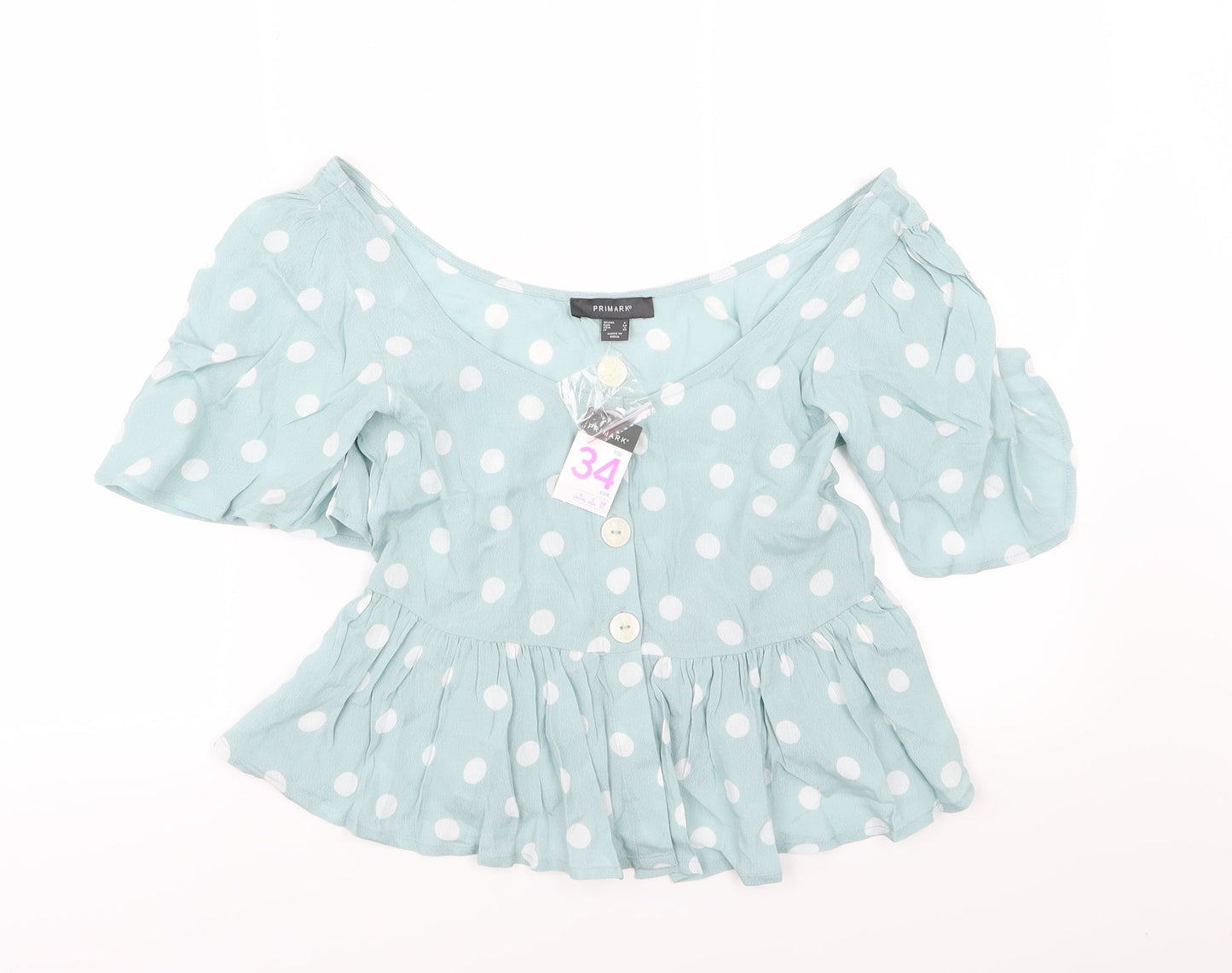 Primark Womens Green Polka Dot  Basic Blouse Size 6