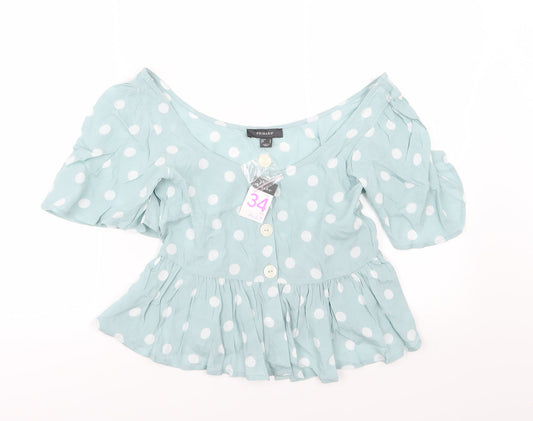 Primark Womens Green Polka Dot  Basic Blouse Size 6