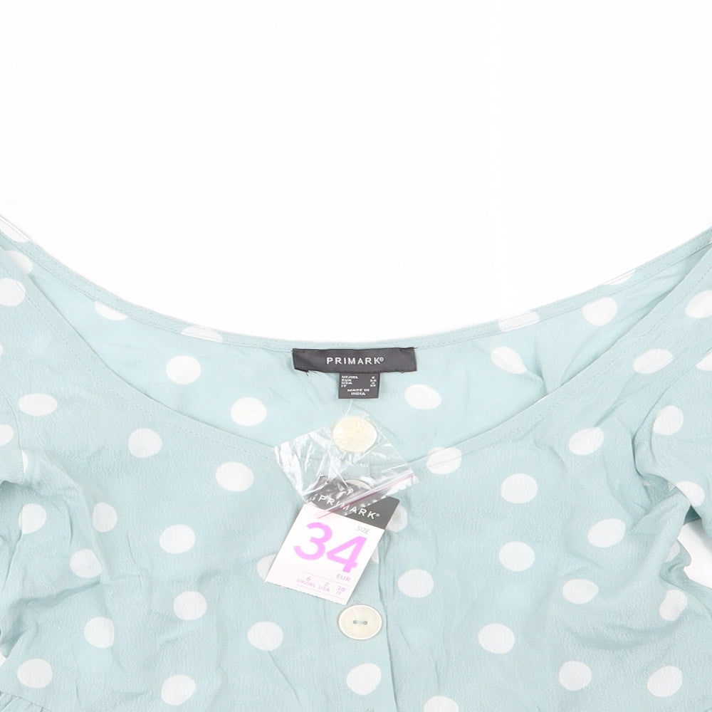 Primark Womens Green Polka Dot  Basic Blouse Size 6