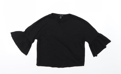 Womens UK Size 8 New Look Black Cropped T-Shirt