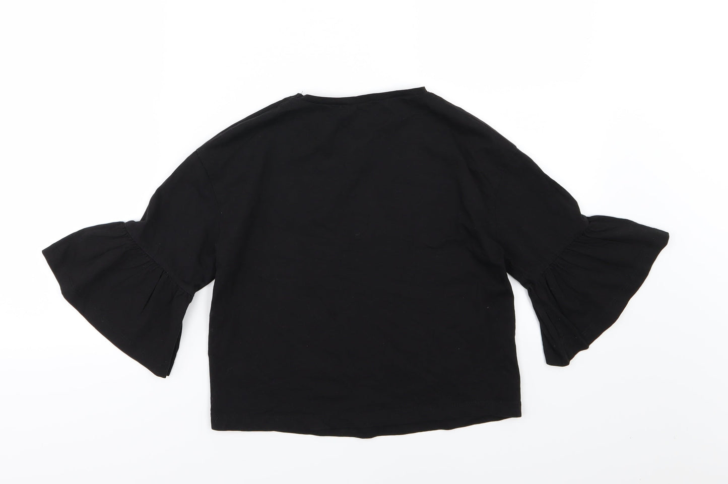 Womens UK Size 8 New Look Black Cropped T-Shirt
