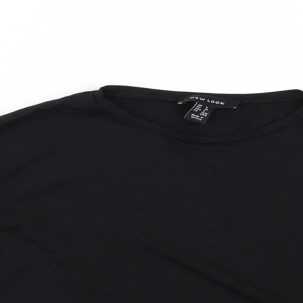 Womens UK Size 8 New Look Black Cropped T-Shirt