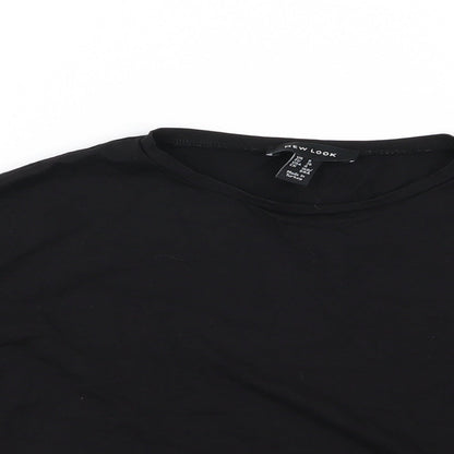 Womens UK Size 8 New Look Black Cropped T-Shirt