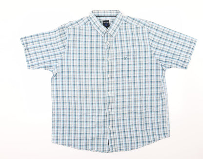 Mens UK Size XL EWM Blue  Button-Up Short Sleeve Casual Shirt
