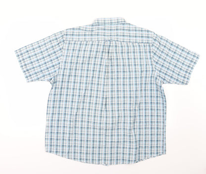 Mens UK Size XL EWM Blue  Button-Up Short Sleeve Casual Shirt
