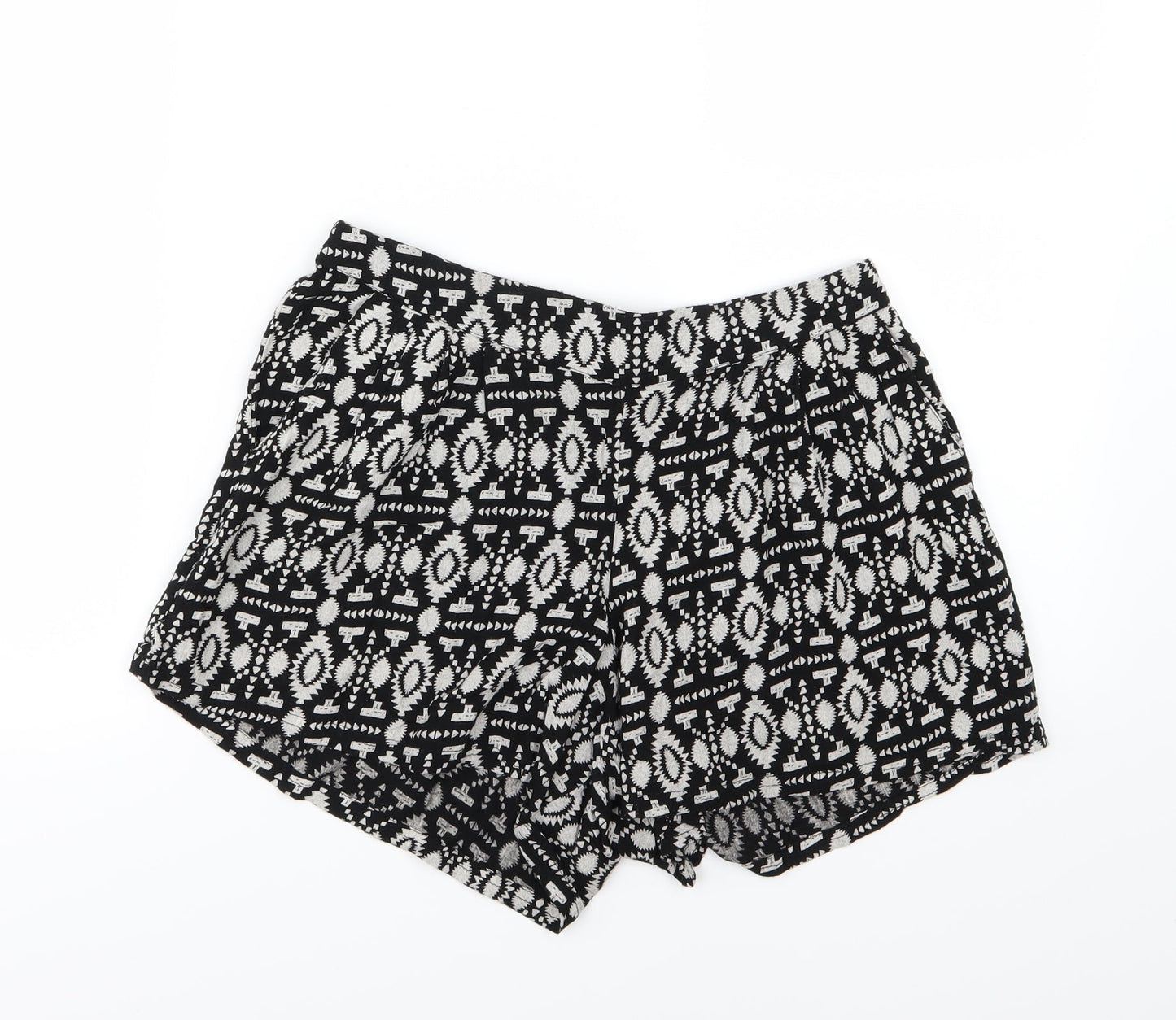 Peacocks Womens Black Geometric  Sailor Shorts Size 10