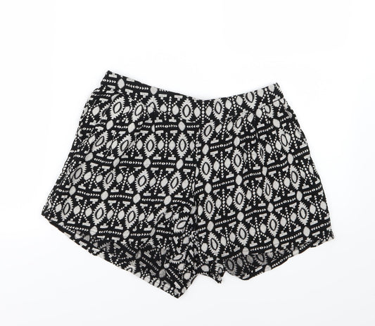 Peacocks Womens Black Geometric  Sailor Shorts Size 10