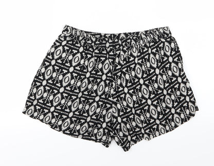 Peacocks Womens Black Geometric  Sailor Shorts Size 10