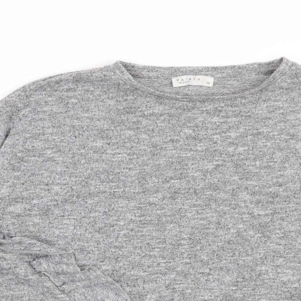 Papaya Womens Grey   Henley Sweatshirt Size 10
