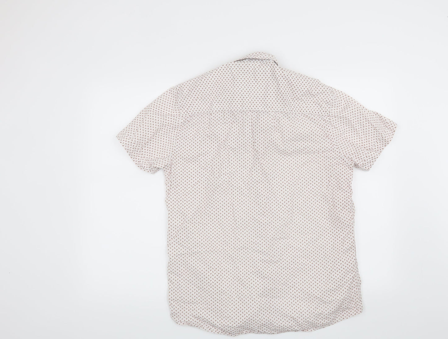 Mens UK Size M Peacocks White  Button-Up Short Sleeve Casual Shirt