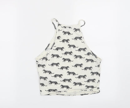 FOREVER 21 Womens White   Basic T-Shirt Size M  - Leopard