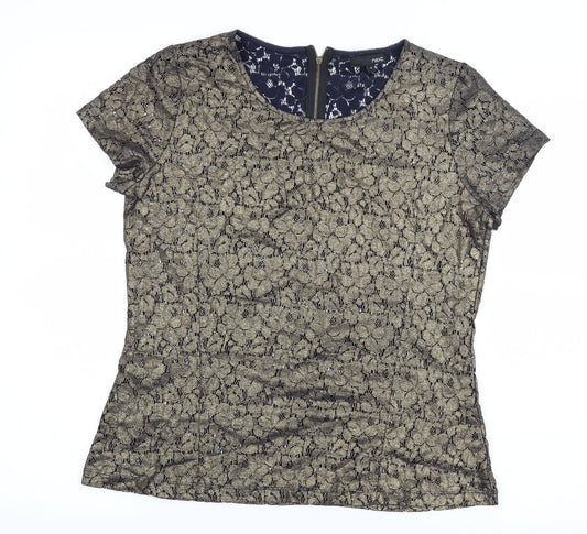 Womens UK Size 10 NEXT Gold Basic Blouse