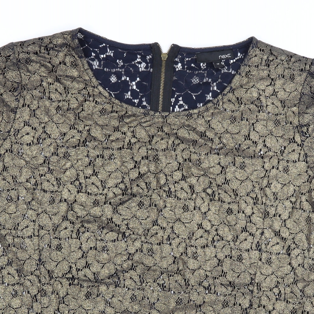 Womens UK Size 10 NEXT Gold Basic Blouse
