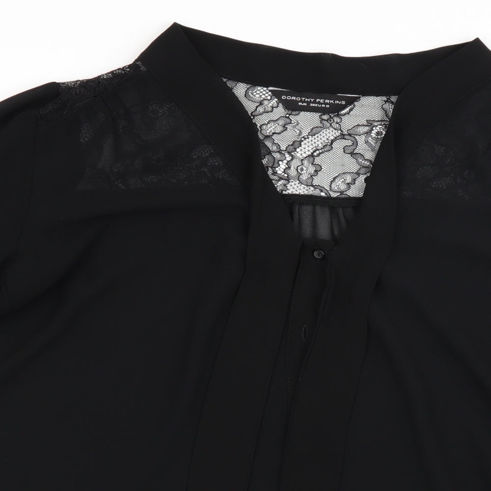 Womens UK Size 8 Dorothy Perkins Black Basic Blouse