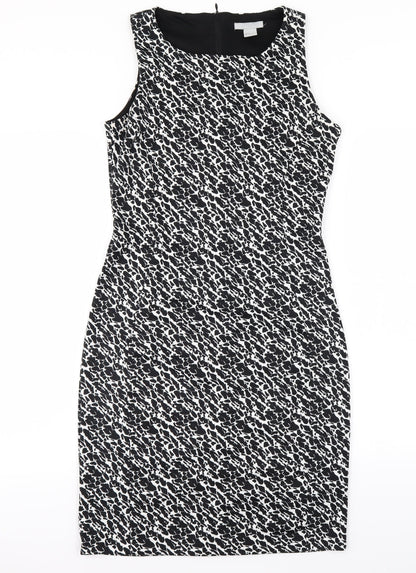H&M Womens Black Animal Print  Bodycon  Size 8