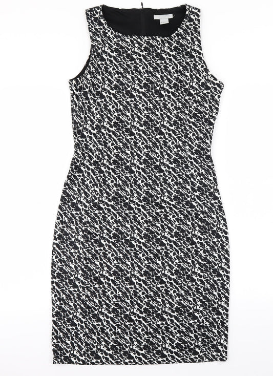 H&M Womens Black Animal Print  Bodycon  Size 8