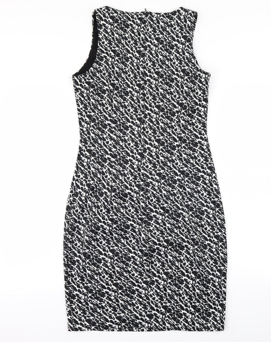 H&M Womens Black Animal Print  Bodycon  Size 8