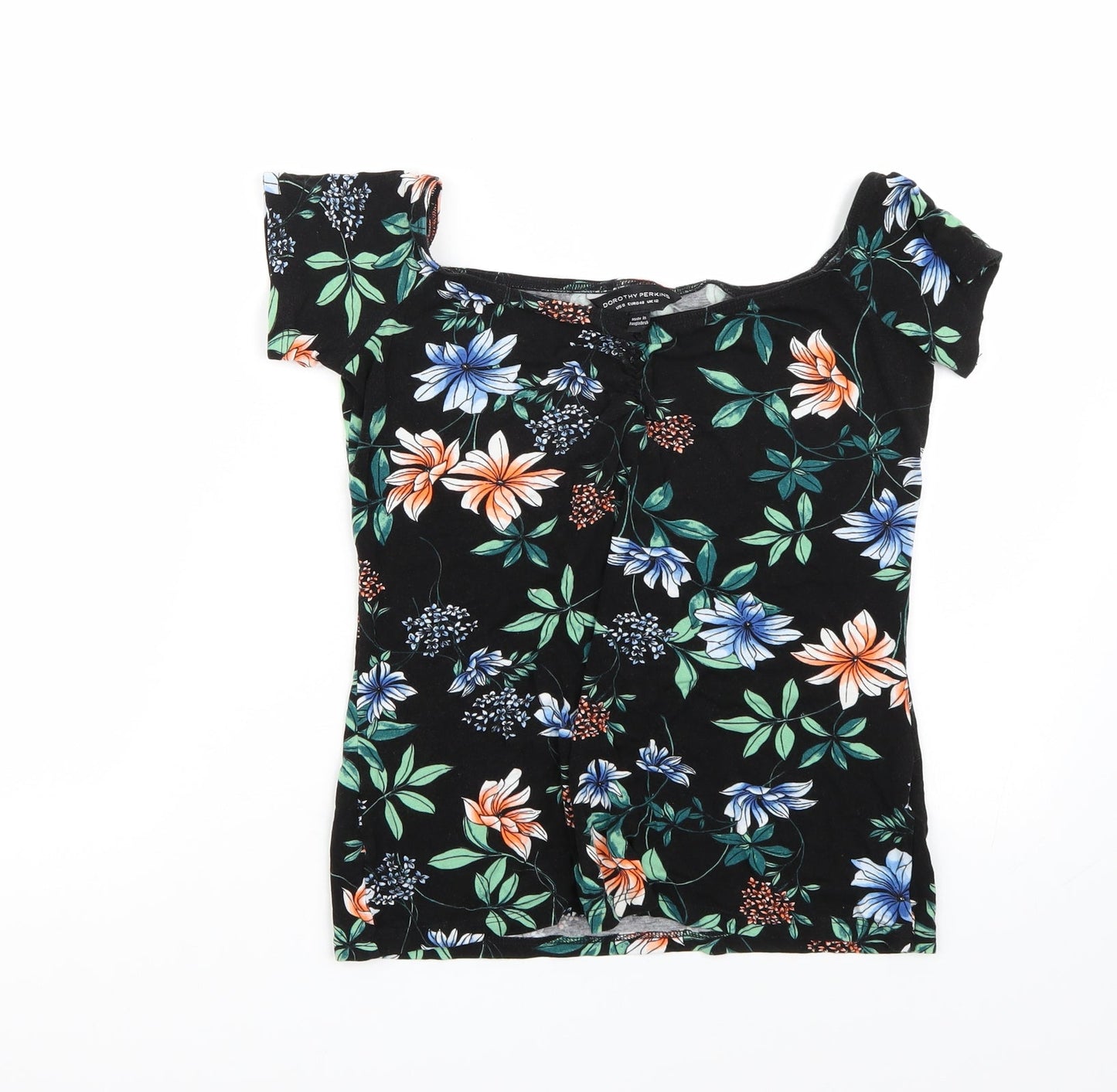 Womens UK Size 12 Dorothy Perkins Black Basic T-Shirt