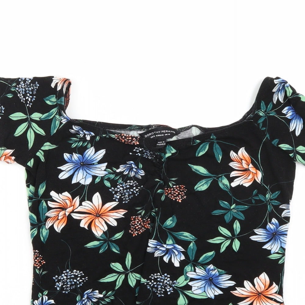 Womens UK Size 12 Dorothy Perkins Black Basic T-Shirt