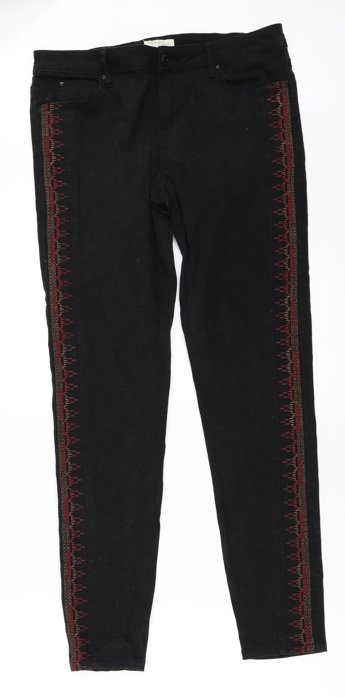 Monsoon Womens Black  Denim Skinny Jeans Size 12 L30 in