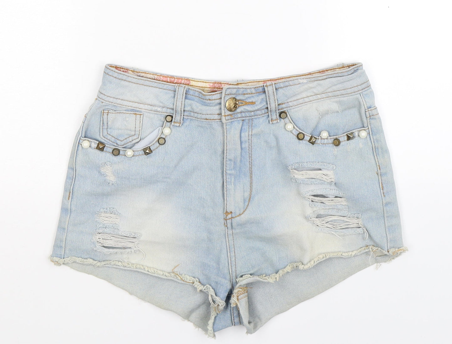 Denim Co Womens Blue  Denim Hot Pants Shorts Size 8 - Distressed