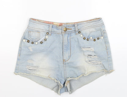 Denim Co Womens Blue  Denim Hot Pants Shorts Size 8 - Distressed