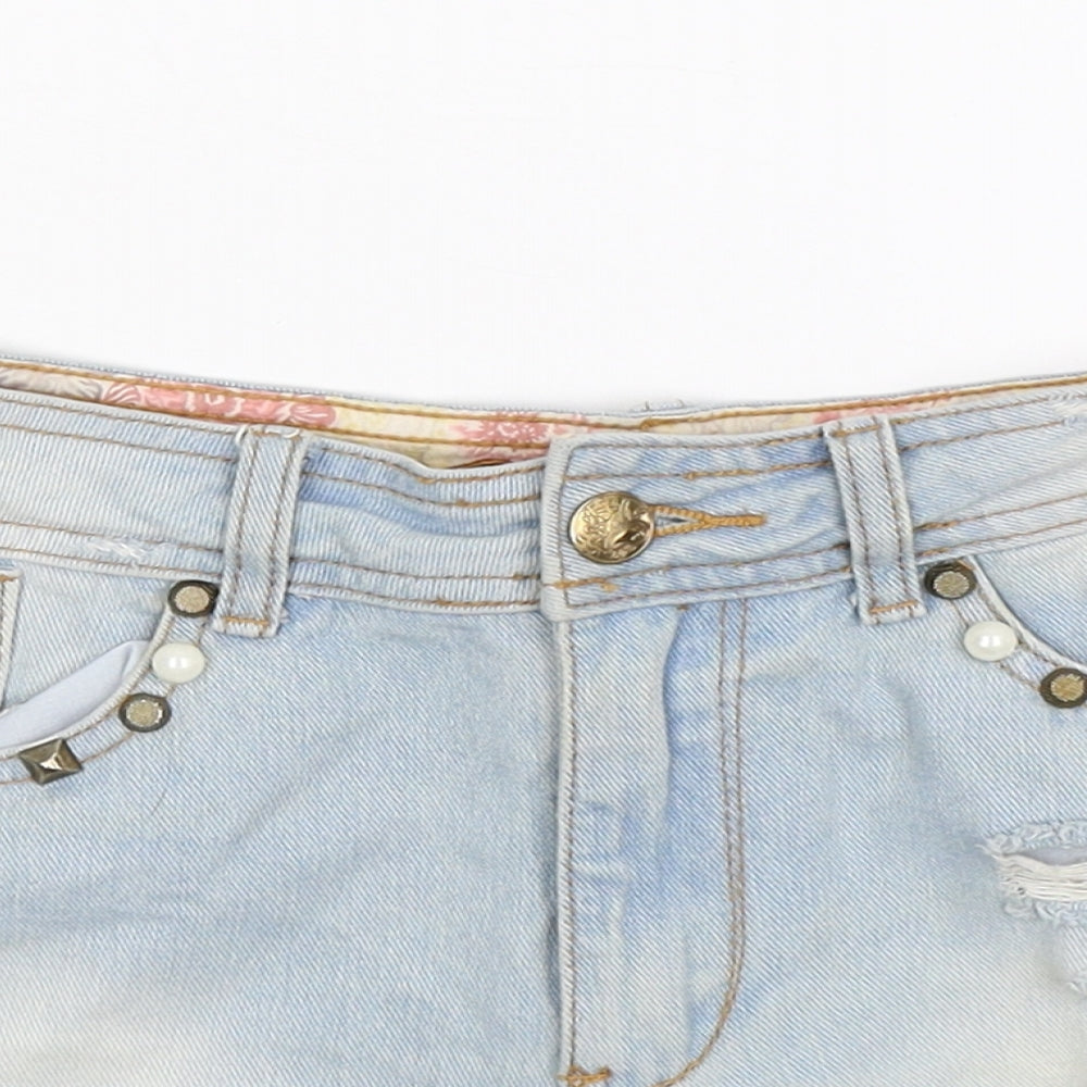 Denim Co Womens Blue  Denim Hot Pants Shorts Size 8 - Distressed