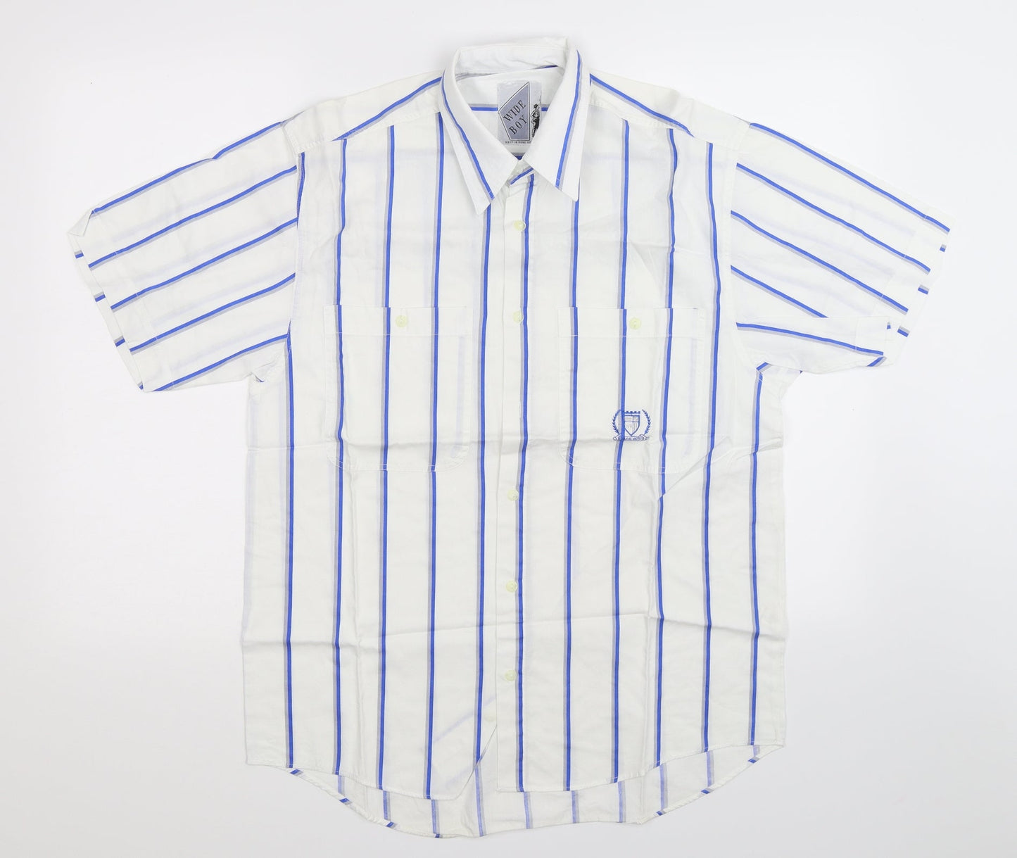 Wide Boy Mens White Striped   Button-Up Size M