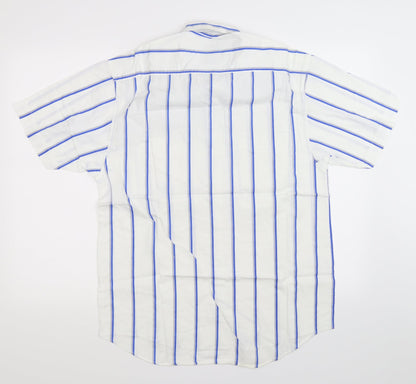 Wide Boy Mens White Striped   Button-Up Size M