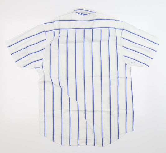 Wide Boy Mens White Striped   Button-Up Size M