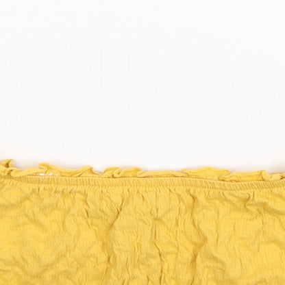 Womens UK Size 8 New Look Yellow Cropped T-Shirt