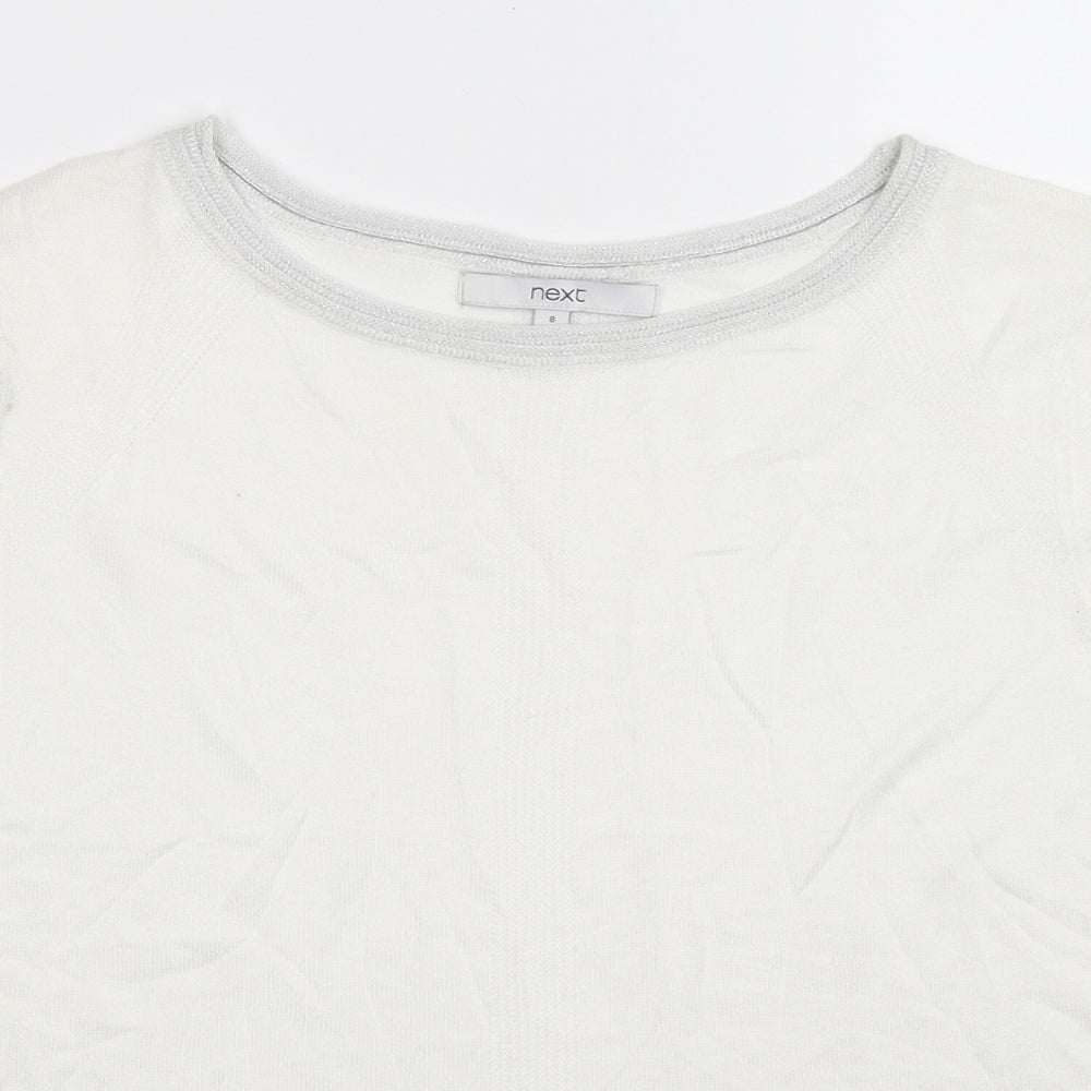 Next Womens White  Knit Pullover Jumper Size 8