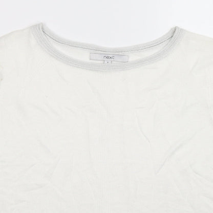Next Womens White  Knit Pullover Jumper Size 8