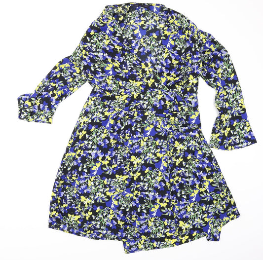 M&S Womens Multicoloured Floral  Wrap Blouse Size 8