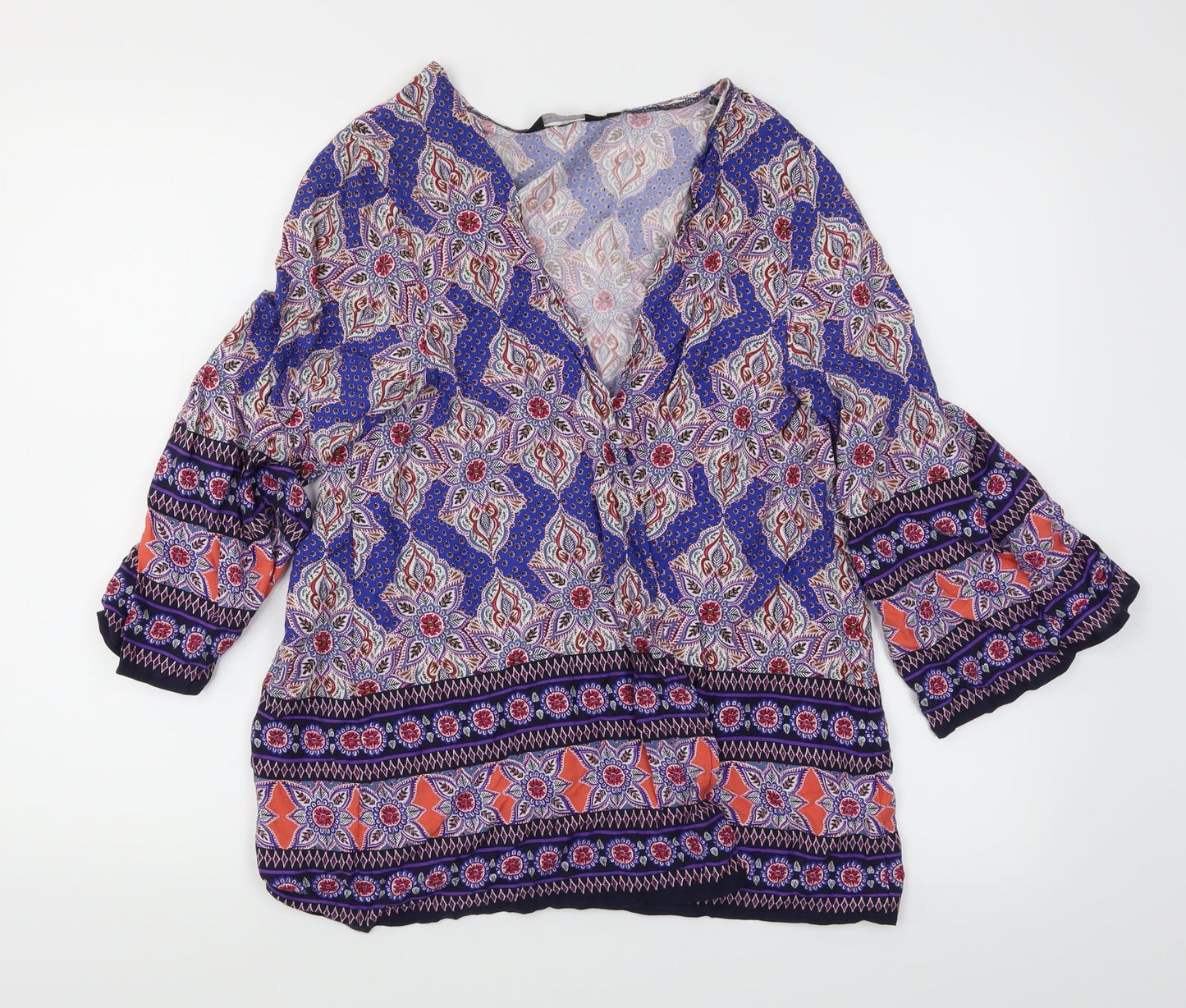 Womens UK Size 8 New Look Multicoloured Wrap Blouse
