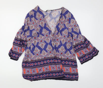 Womens UK Size 8 New Look Multicoloured Wrap Blouse