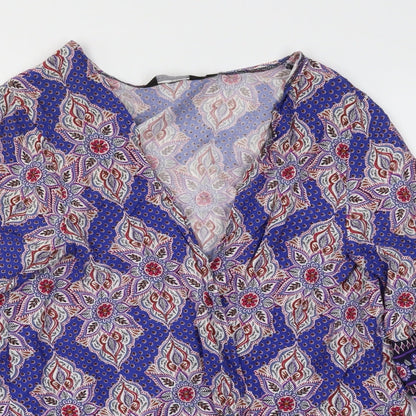 Womens UK Size 8 New Look Multicoloured Wrap Blouse