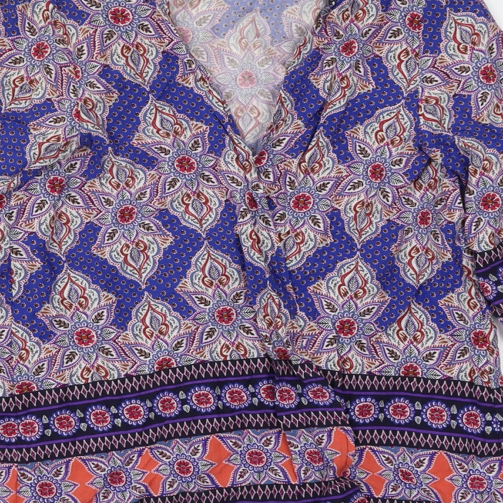 Womens UK Size 8 New Look Multicoloured Wrap Blouse
