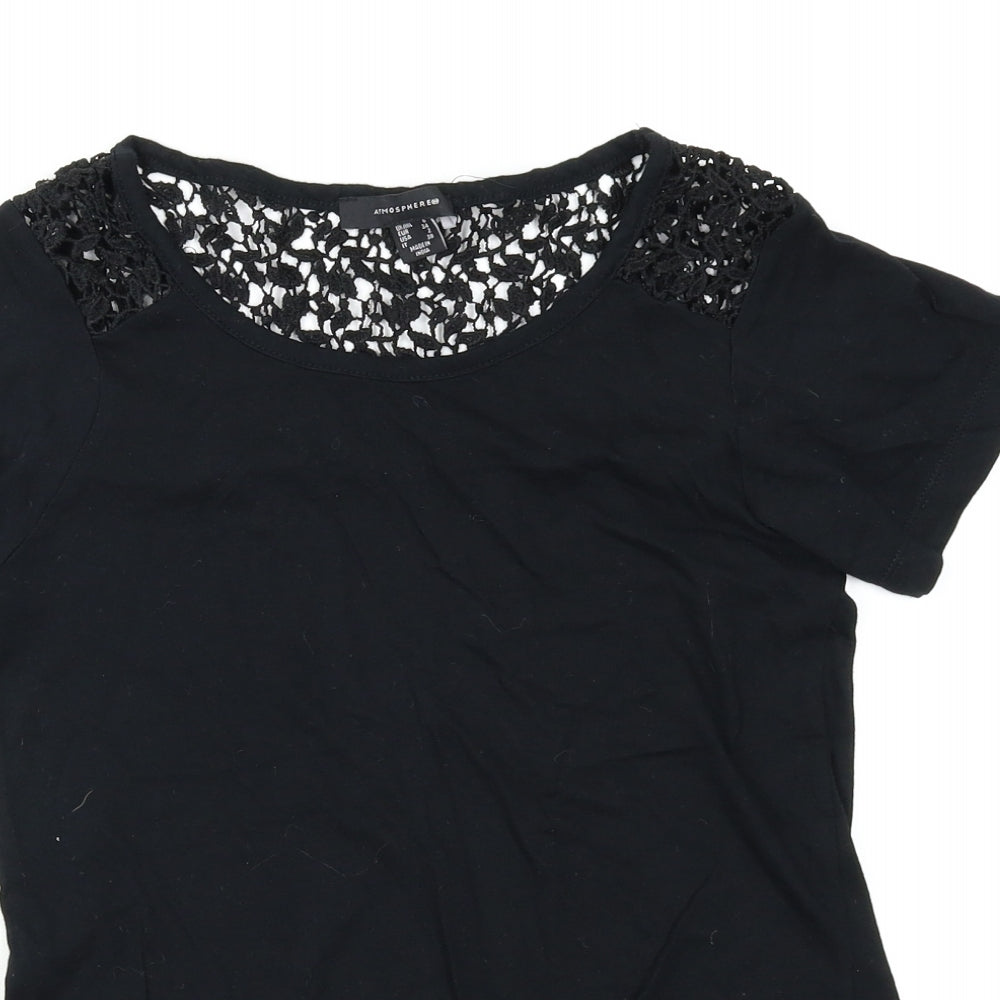 Womens UK Size 6 Atmosphere Black Basic T-Shirt