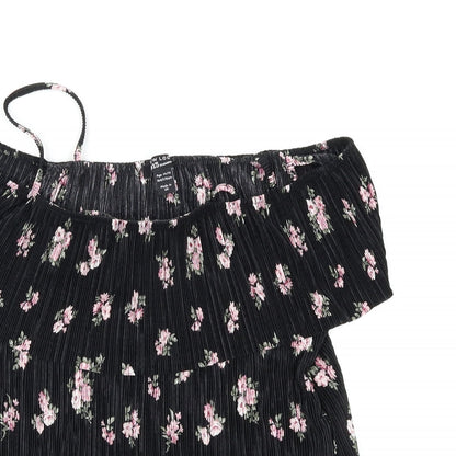 New Look Girls Black Floral  Basic Blouse Size 14-15 Years