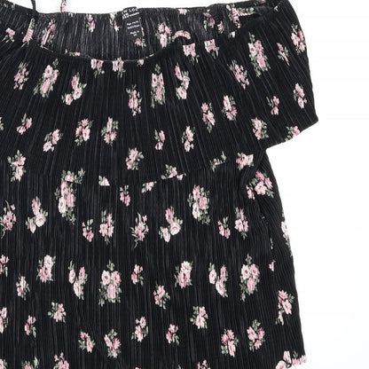 New Look Girls Black Floral  Basic Blouse Size 14-15 Years