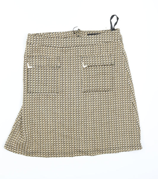 Dorothy Perkins Womens Yellow Geometric  Straight & Pencil Skirt Size 8