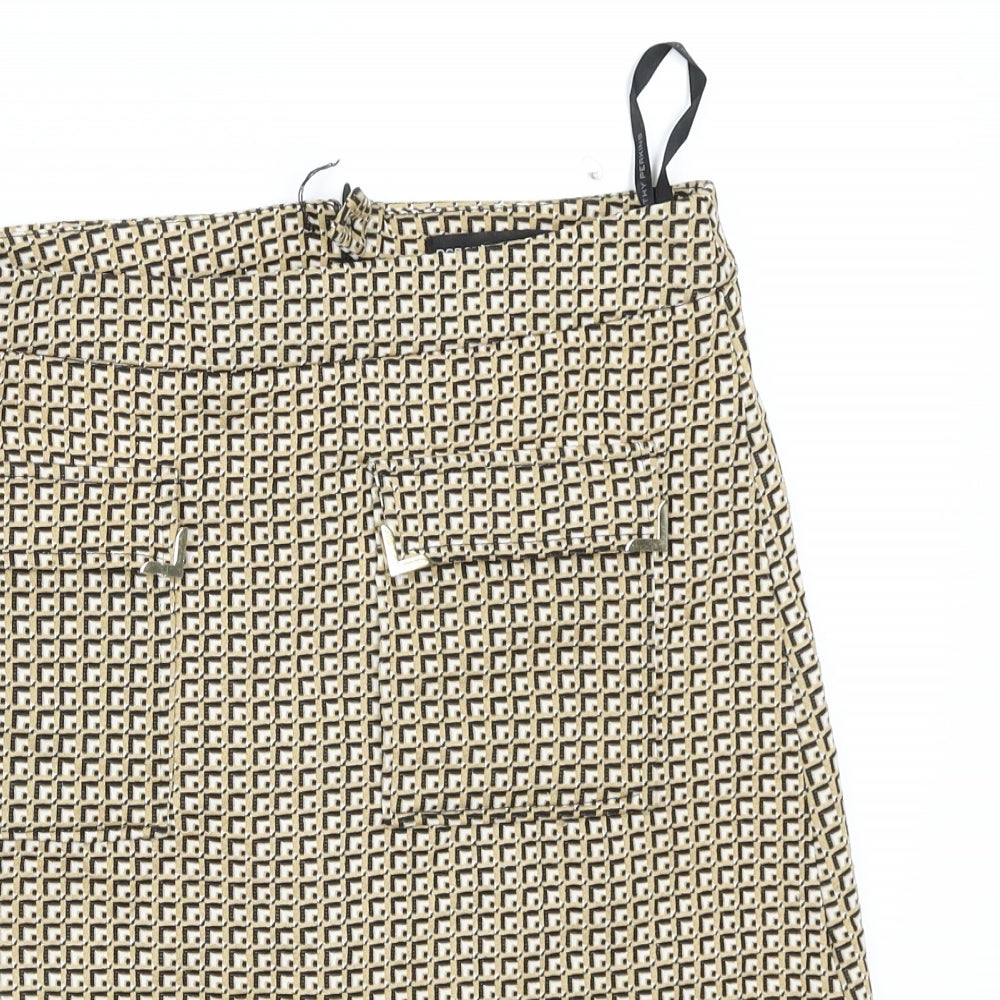 Dorothy Perkins Womens Yellow Geometric  Straight & Pencil Skirt Size 8