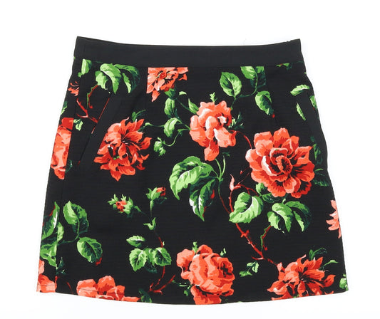 Hearts & Bows Womens Black Floral  Straight & Pencil Skirt Size 8