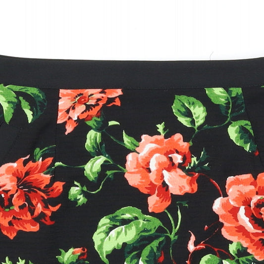 Hearts & Bows Womens Black Floral  Straight & Pencil Skirt Size 8
