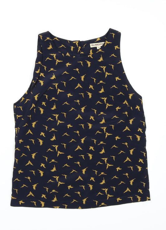 Glamorous Womens Blue Polka Dot  Camisole T-Shirt Size 10