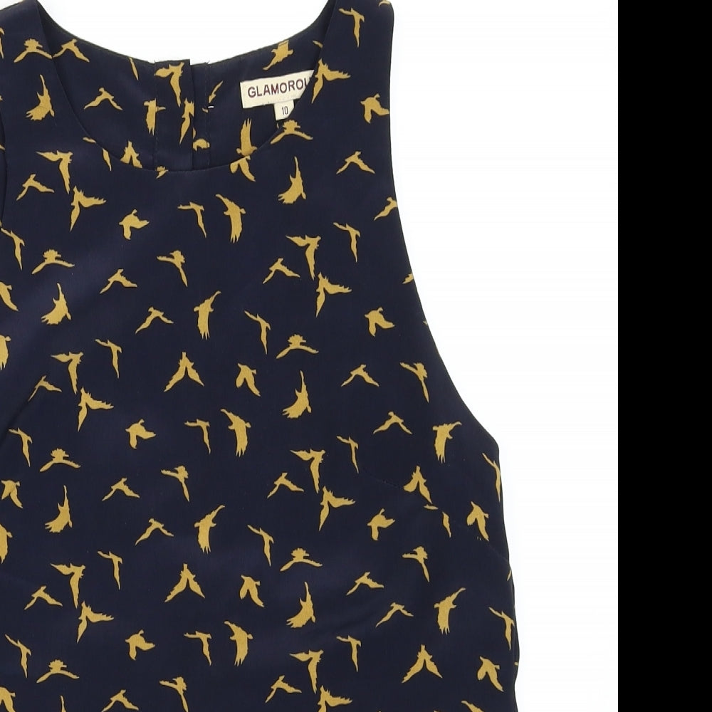 Glamorous Womens Blue Polka Dot  Camisole T-Shirt Size 10