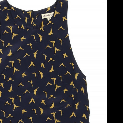 Glamorous Womens Blue Polka Dot  Camisole T-Shirt Size 10