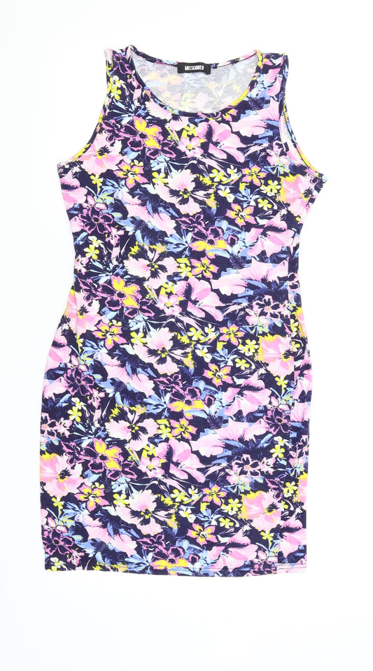 Misguided Womens Multicoloured Floral  Pencil Dress  Size 10